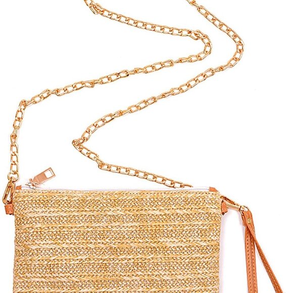 Straw Clutch Purses for Women Beach Wristlet Wallet Small Cross body bag for Gir - Picture 4 of 5